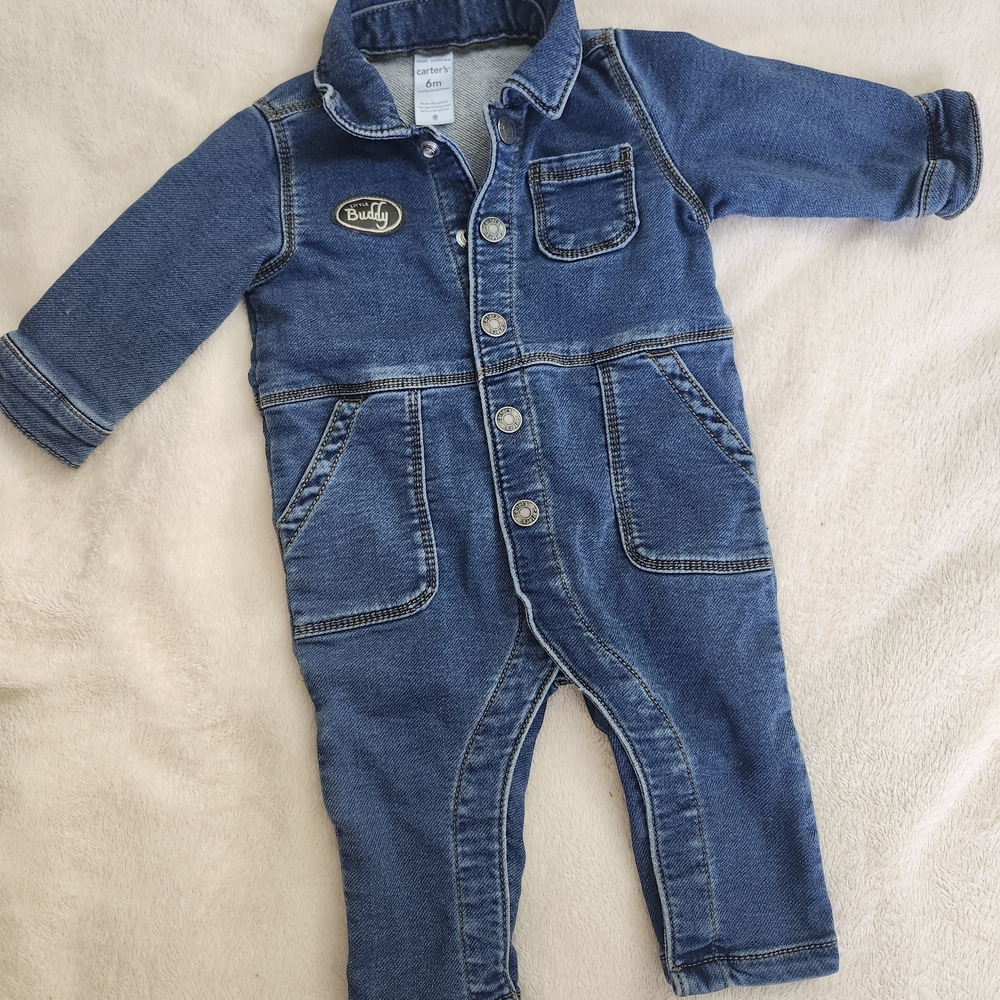 Carter's Blue Button-Up Denim Overalls